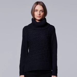 Simply Vera Wang Navy Cable Knit Turtleneck